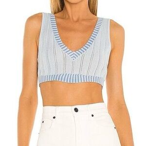 For Love & Lemons 🍋 Rhea Pointelle Crop Tank in Light Blue